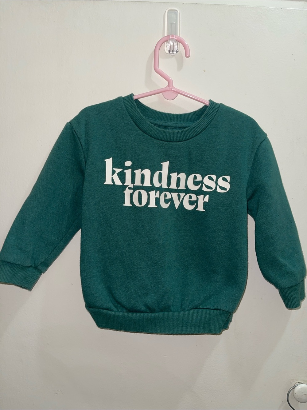 Cat & Jack Kids Sweatshirt in Teal with "kindness forever" Print Sz 2T Holiday